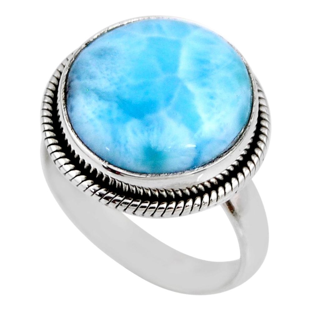 11.51cts natural blue larimar 925 silver solitaire ring jewelry size 7 r53828