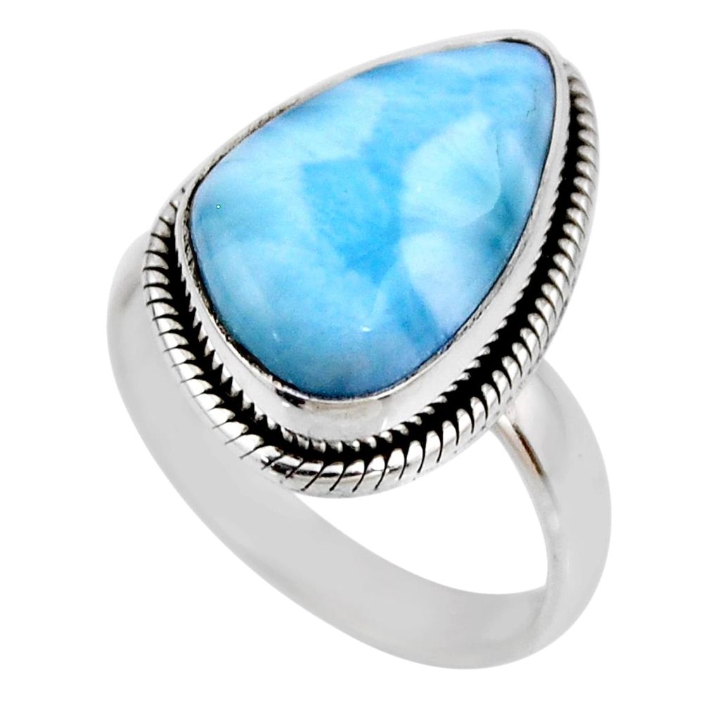 7.36cts natural blue larimar 925 silver solitaire ring jewelry size 7 r53836