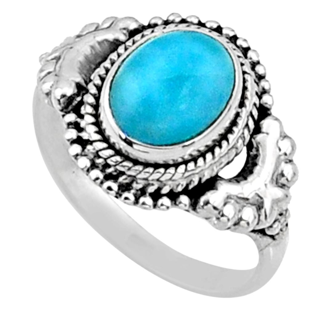 3.26cts natural blue larimar 925 silver solitaire ring jewelry size 7 r64965