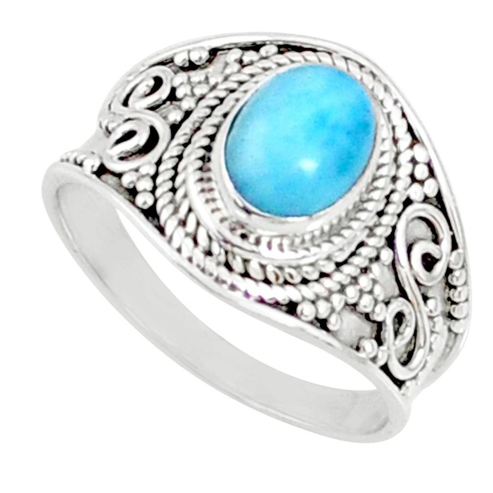 2.05cts natural blue larimar 925 silver solitaire ring jewelry size 7 r69060