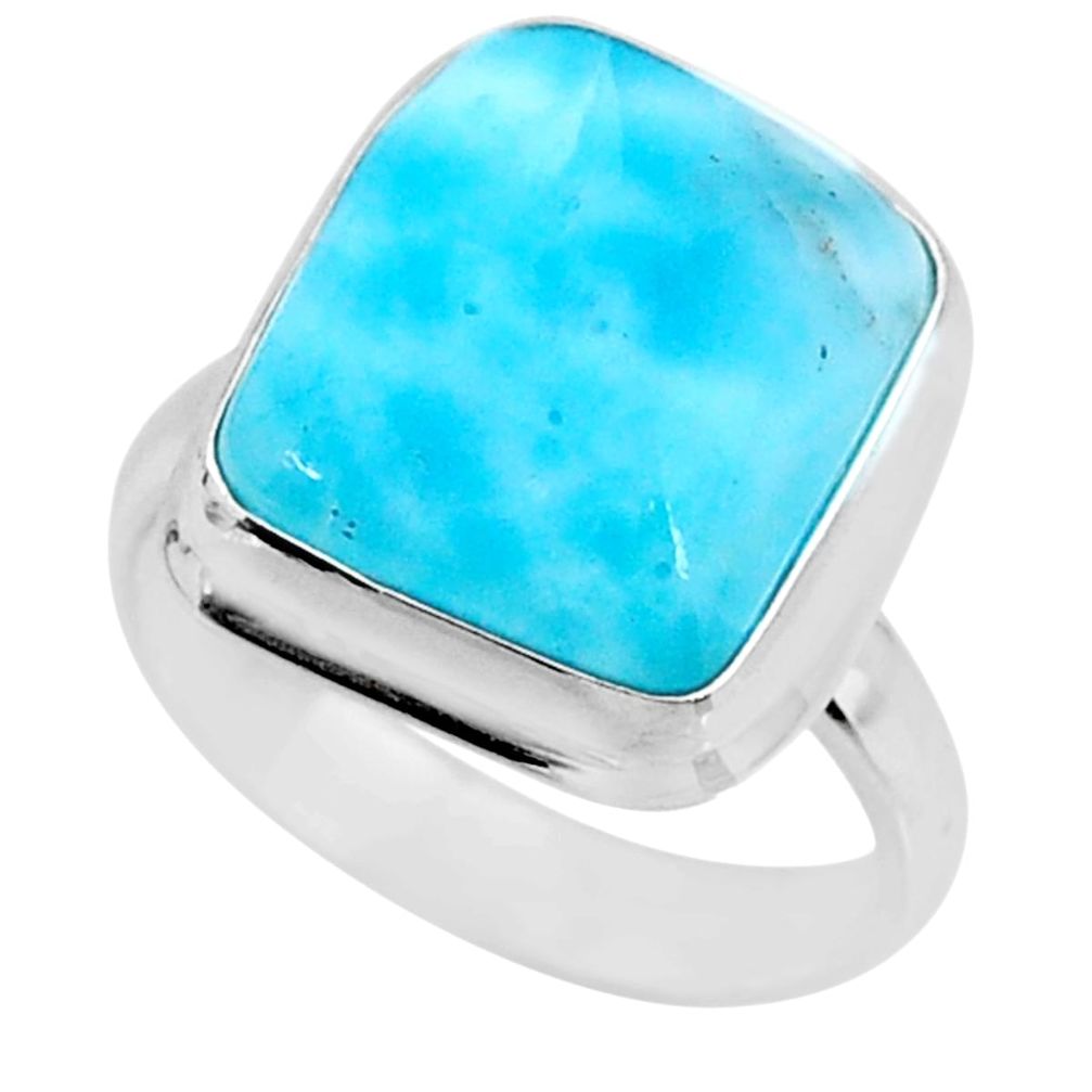 6.31cts natural blue larimar 925 silver solitaire ring jewelry size 7 r72600