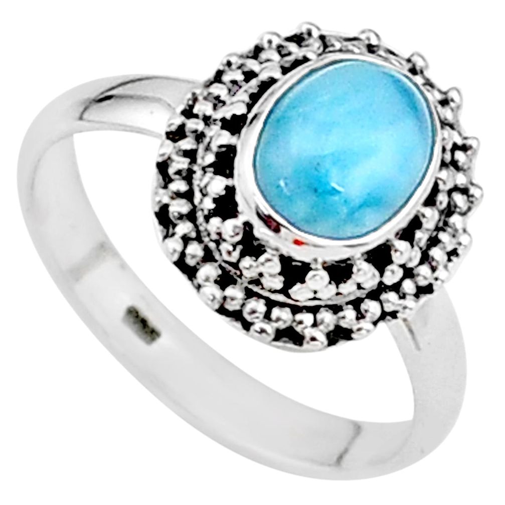 2.09cts natural blue larimar 925 silver solitaire handmade ring size 7 t15903