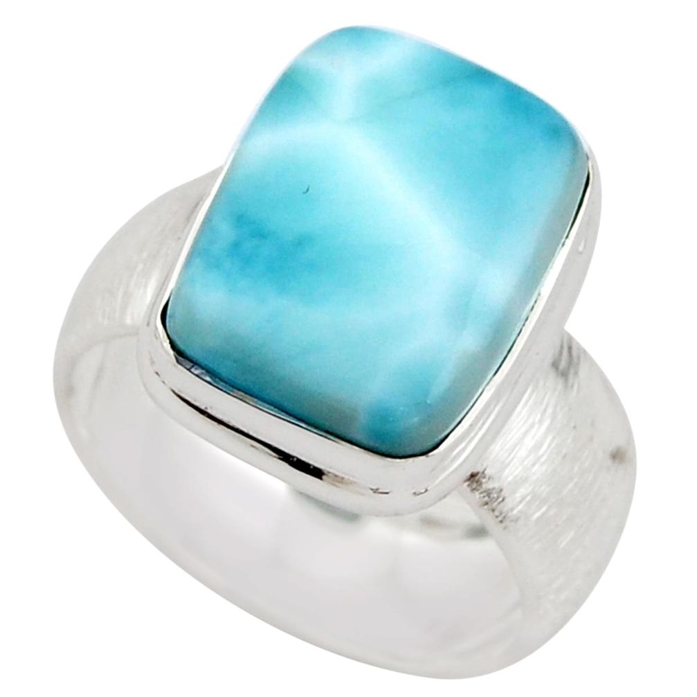9.13cts natural blue larimar 925 silver solitaire ring jewelry size 8 r21445