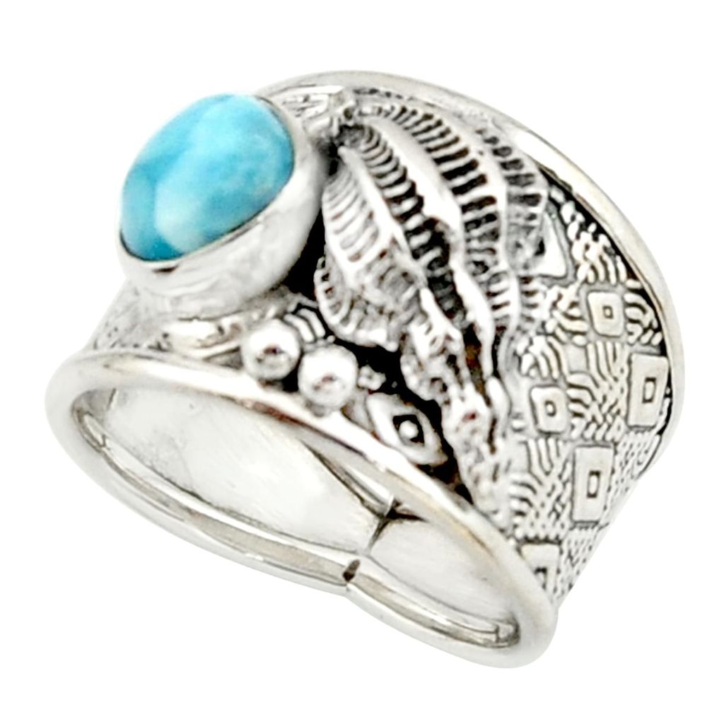 2.99cts natural blue larimar 925 silver solitaire ring jewelry size 8 r22407