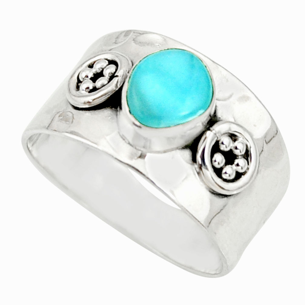 2.35cts natural blue larimar 925 silver solitaire ring jewelry size 8 r34626