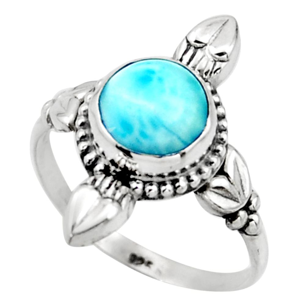 2.96cts natural blue larimar 925 silver solitaire ring jewelry size 8 r41422