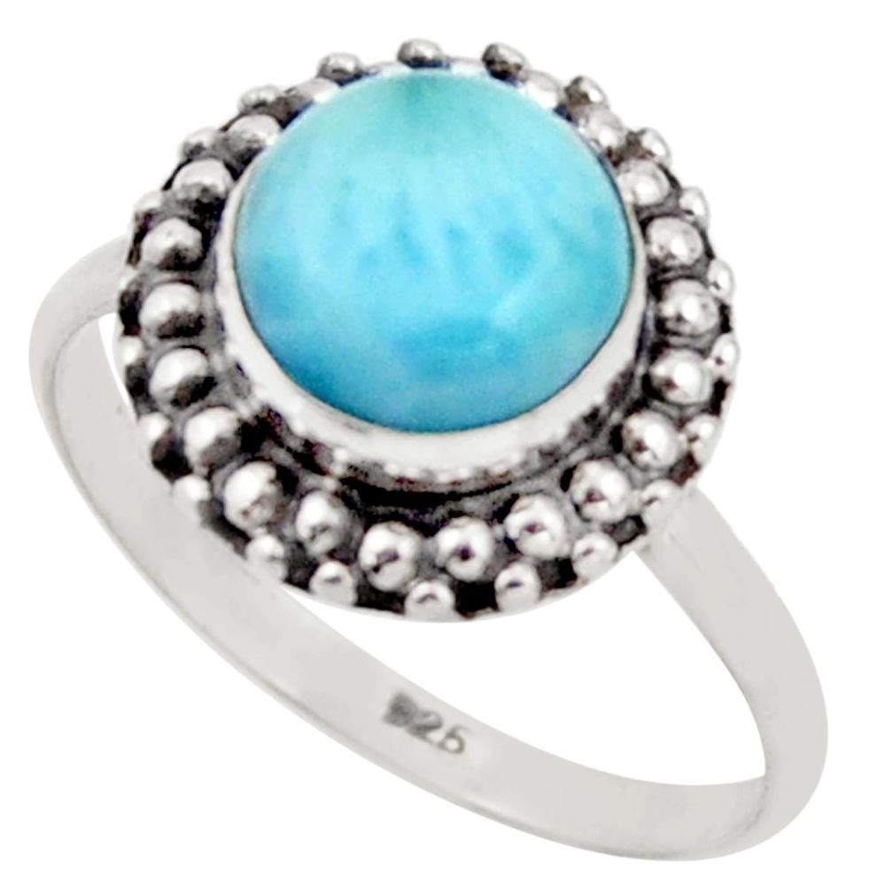 3.05cts natural blue larimar 925 silver solitaire ring jewelry size 8 r41446