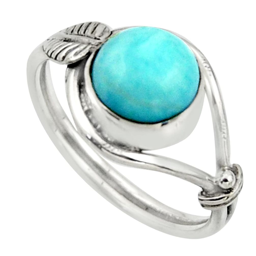 3.27cts natural blue larimar 925 silver solitaire ring jewelry size 8 r41522