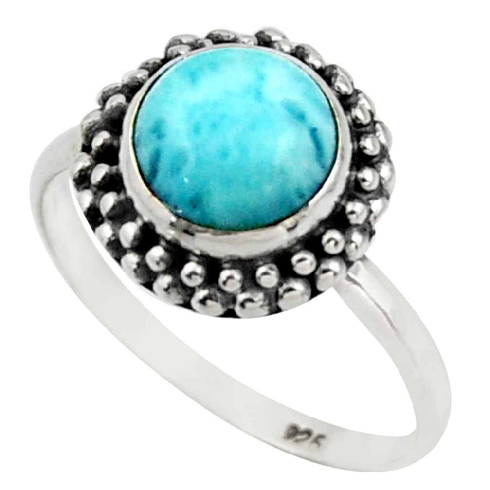 2.92cts natural blue larimar 925 silver solitaire ring jewelry size 8 r41542