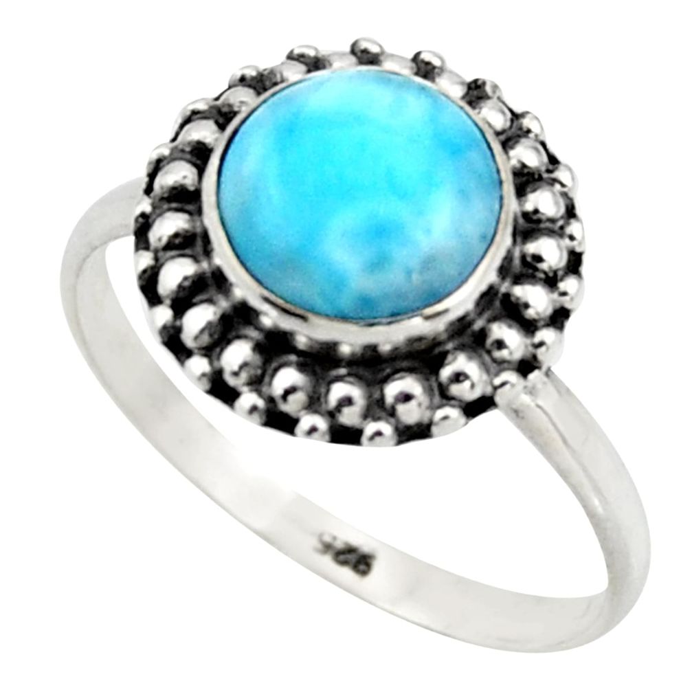 2.92cts natural blue larimar 925 silver solitaire ring jewelry size 8 r41563
