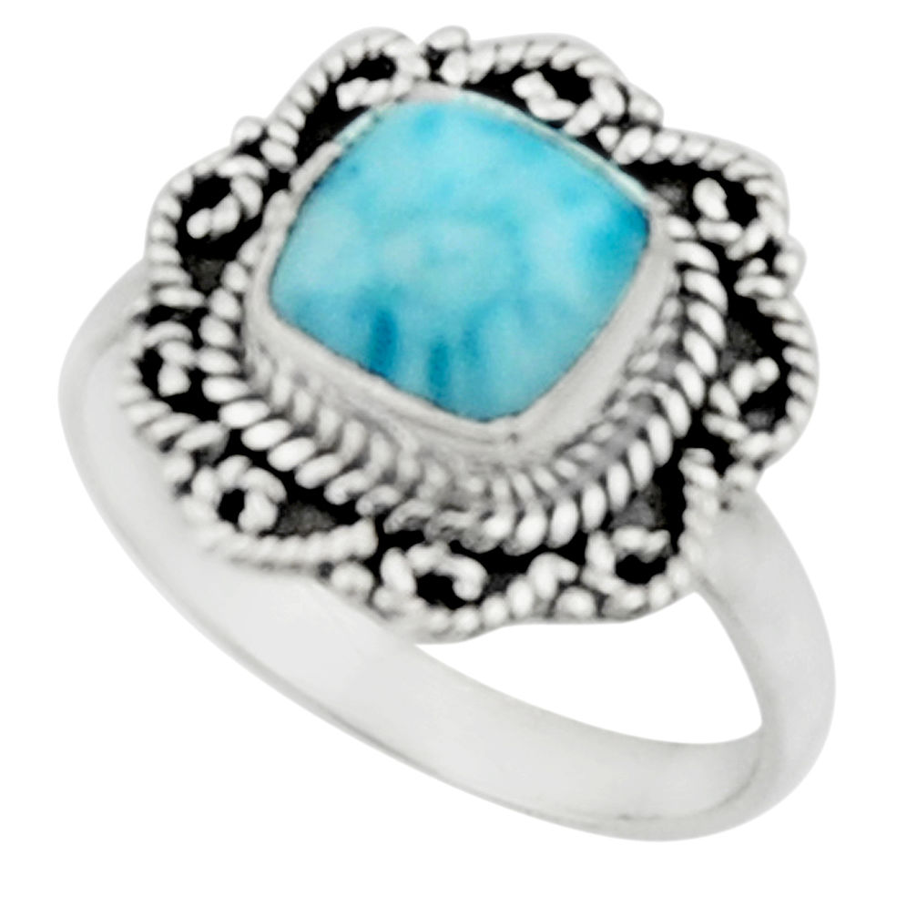 3.10cts natural blue larimar 925 silver solitaire ring jewelry size 8 r52425