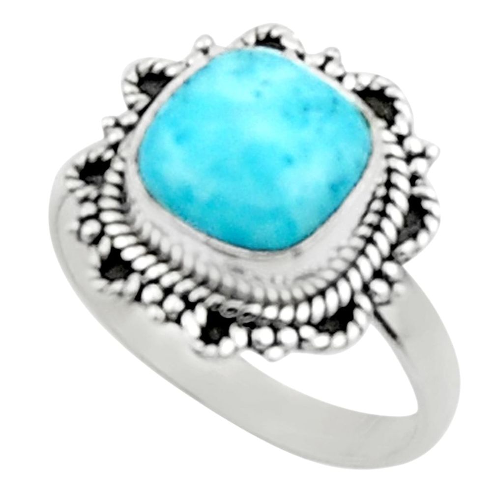 4.84cts natural blue larimar 925 silver solitaire ring jewelry size 8 r52427