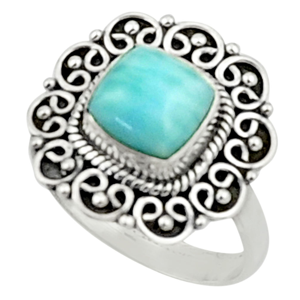 2.54cts natural blue larimar 925 silver solitaire ring jewelry size 8 r52436