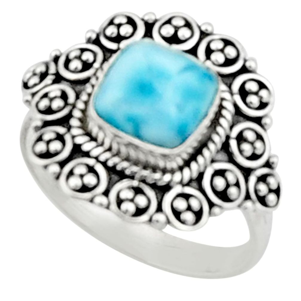 3.36cts natural blue larimar 925 silver solitaire ring jewelry size 8 r52440