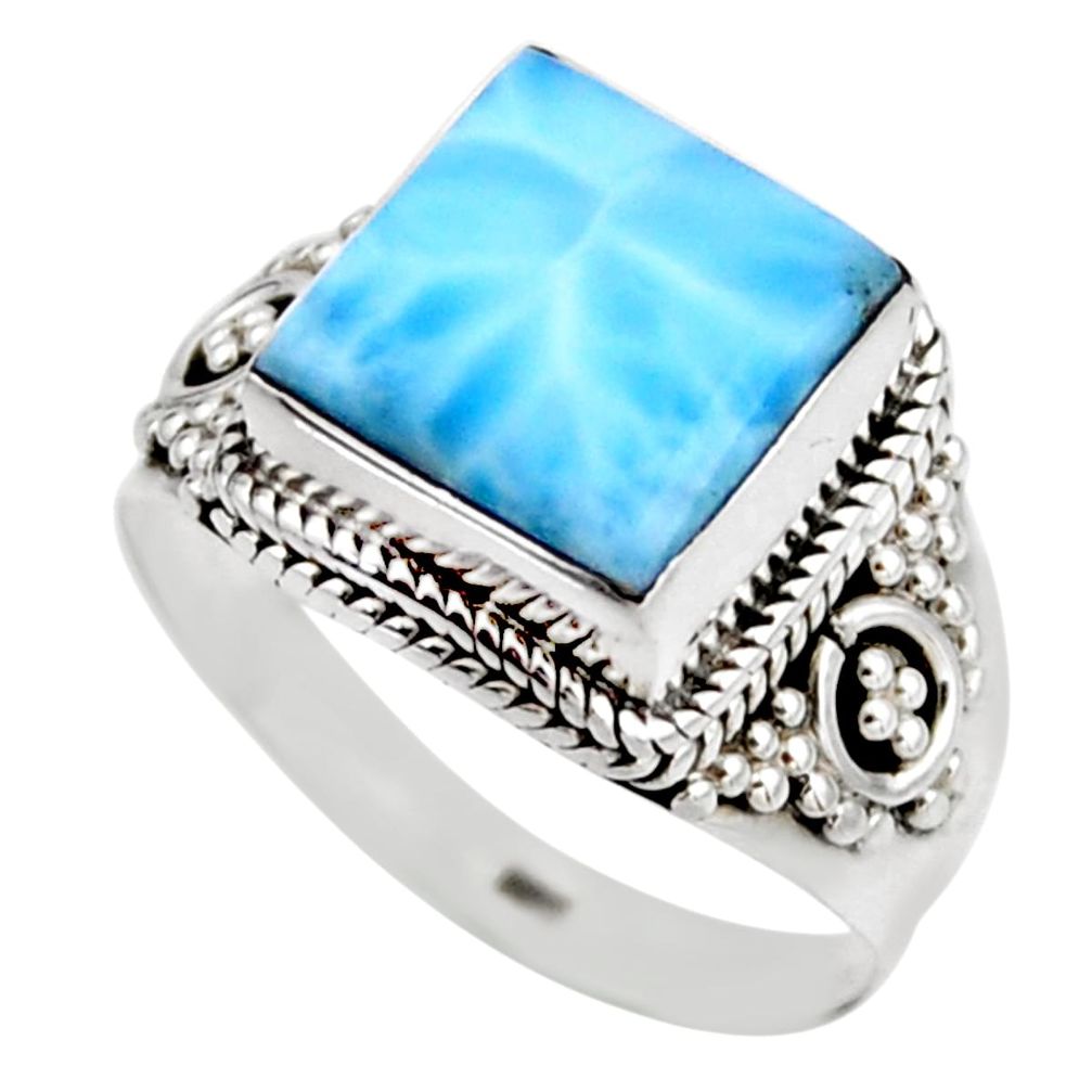 5.16cts natural blue larimar 925 silver solitaire ring jewelry size 8 r53551