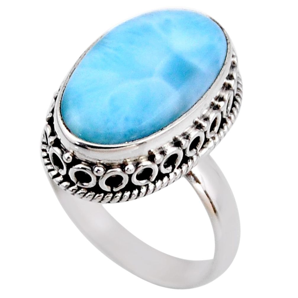 7.83cts natural blue larimar 925 silver solitaire ring jewelry size 8 r53767