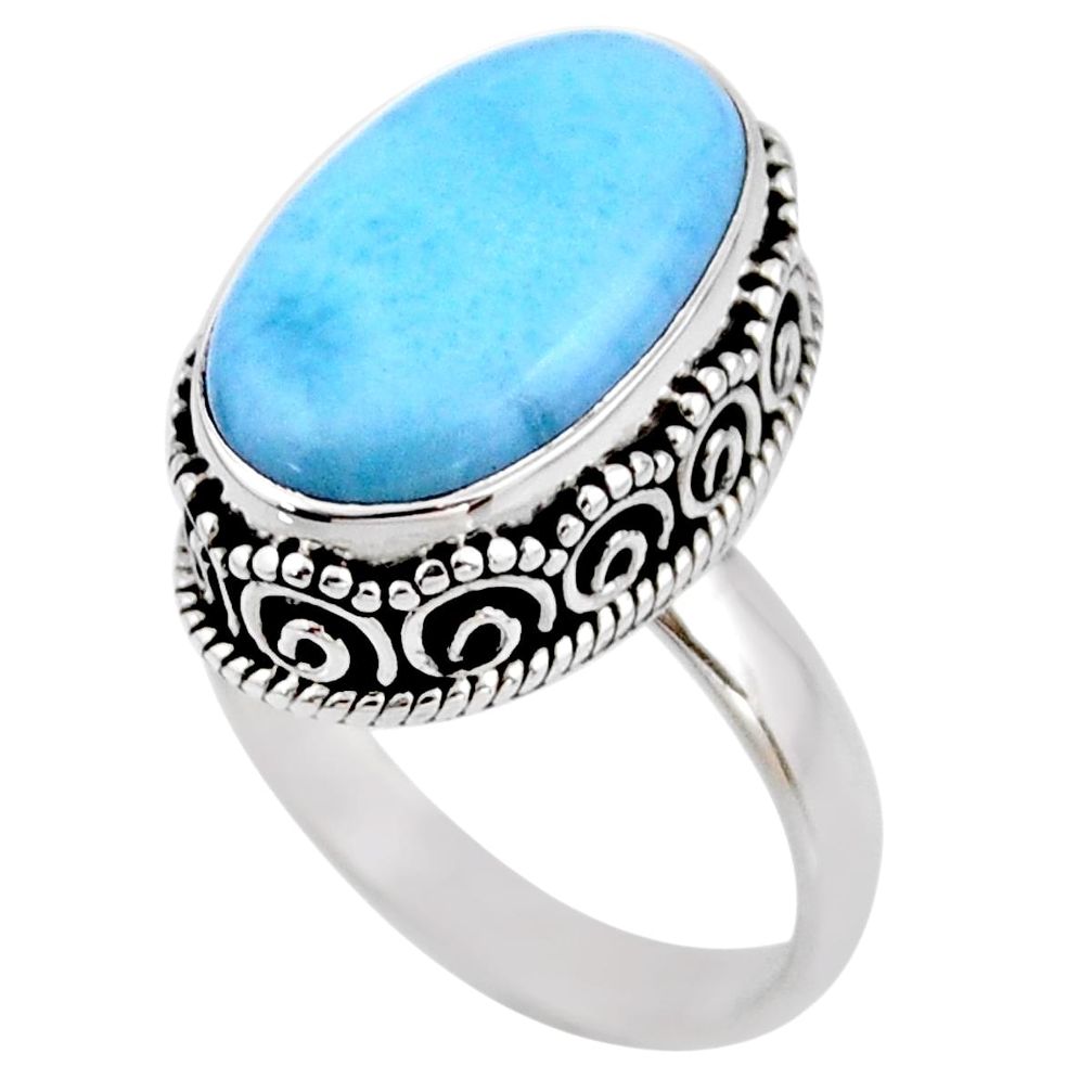 9.95cts natural blue larimar 925 silver solitaire ring jewelry size 8 r53779