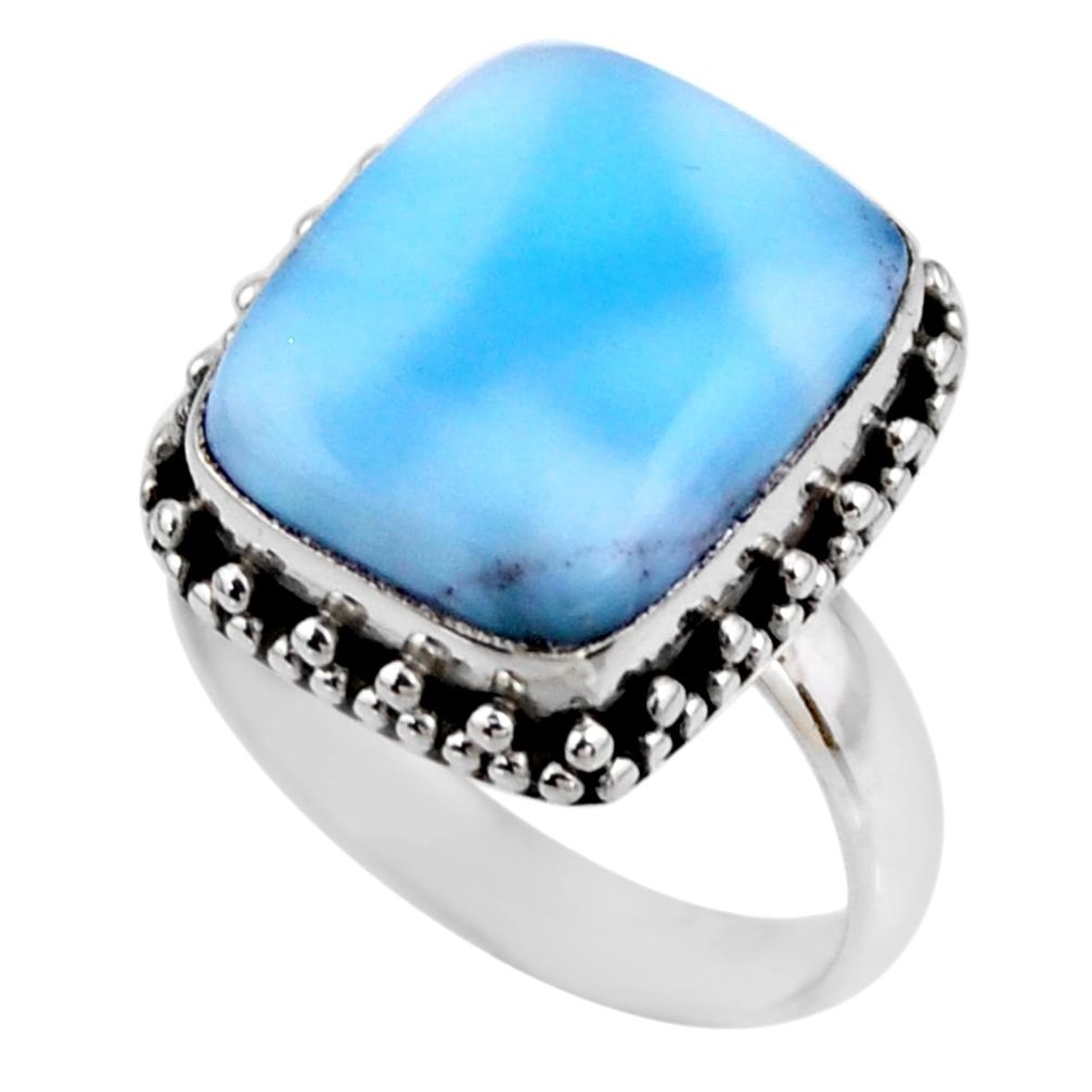 7.88cts natural blue larimar 925 silver solitaire ring jewelry size 8 r53793