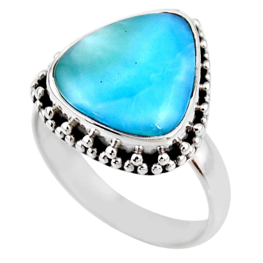 7.33cts natural blue larimar 925 silver solitaire ring jewelry size 8 r53814