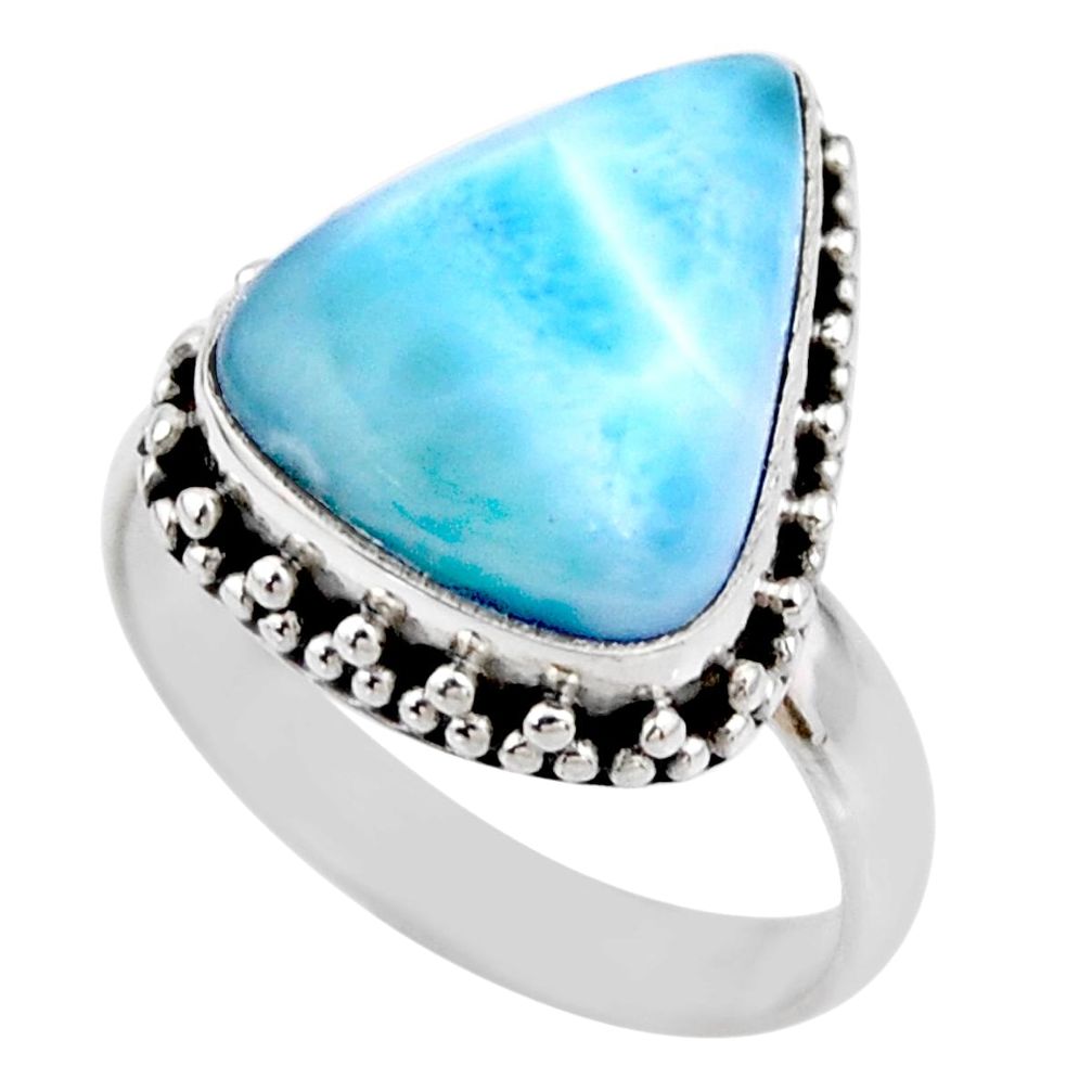 9.05cts natural blue larimar 925 silver solitaire ring jewelry size 8 r53818