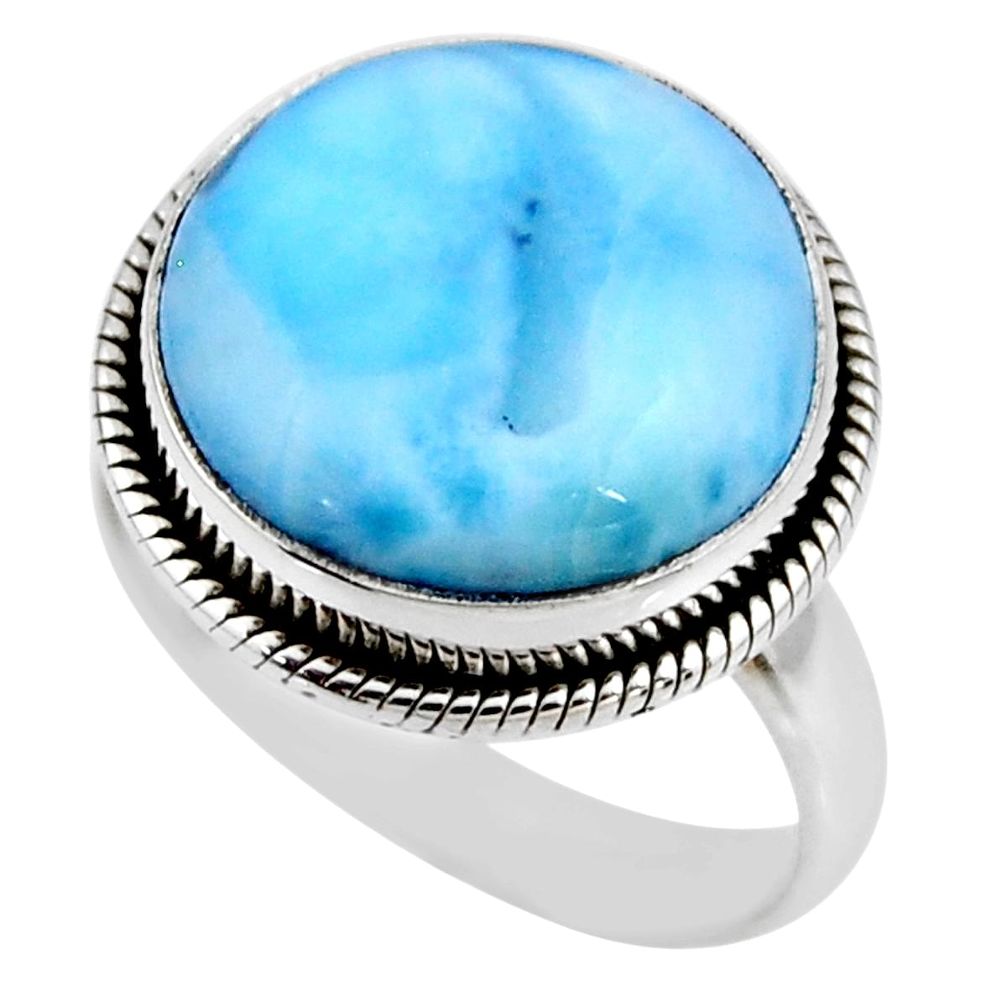 11.23cts natural blue larimar 925 silver solitaire ring jewelry size 8 r53819