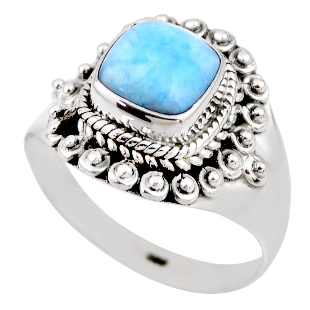 2.56cts natural blue larimar 925 silver solitaire ring jewelry size 8 r53822