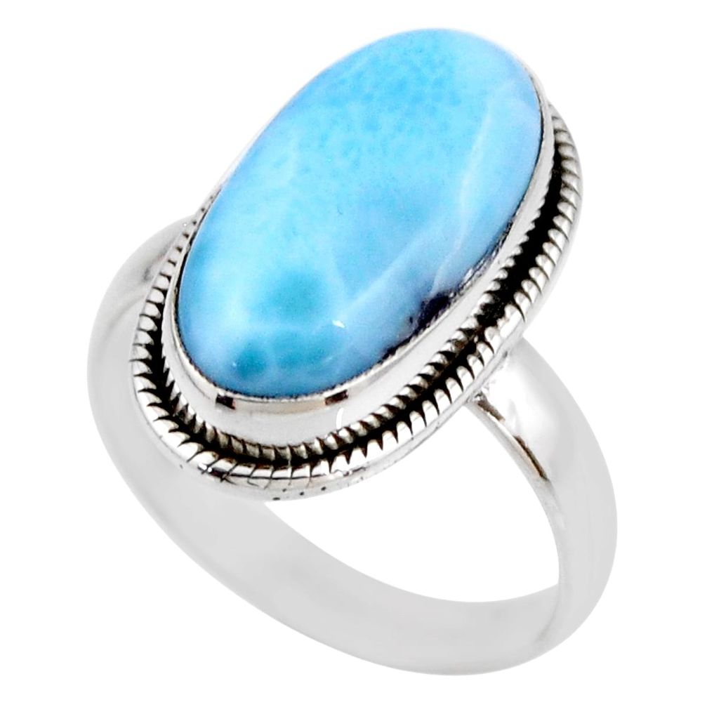7.54cts natural blue larimar 925 silver solitaire ring jewelry size 8 r53825