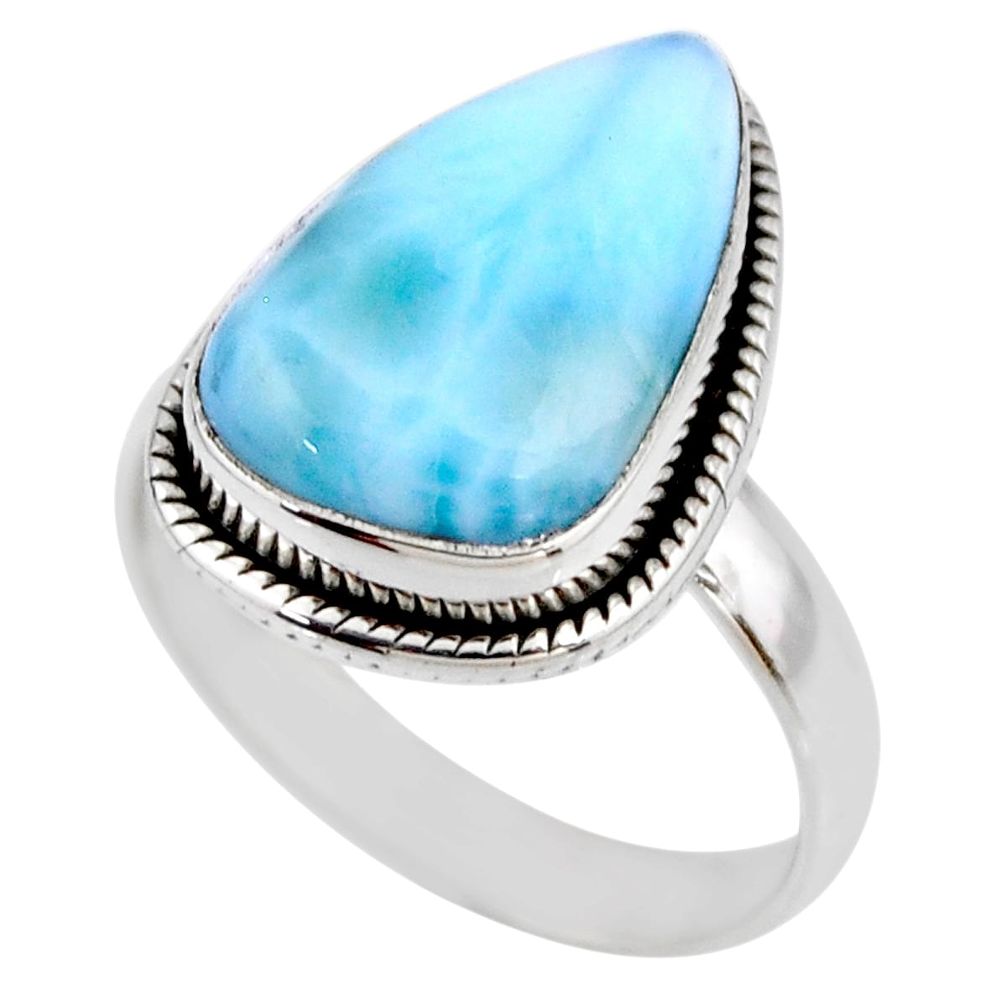 6.70cts natural blue larimar 925 silver solitaire ring jewelry size 8 r53833