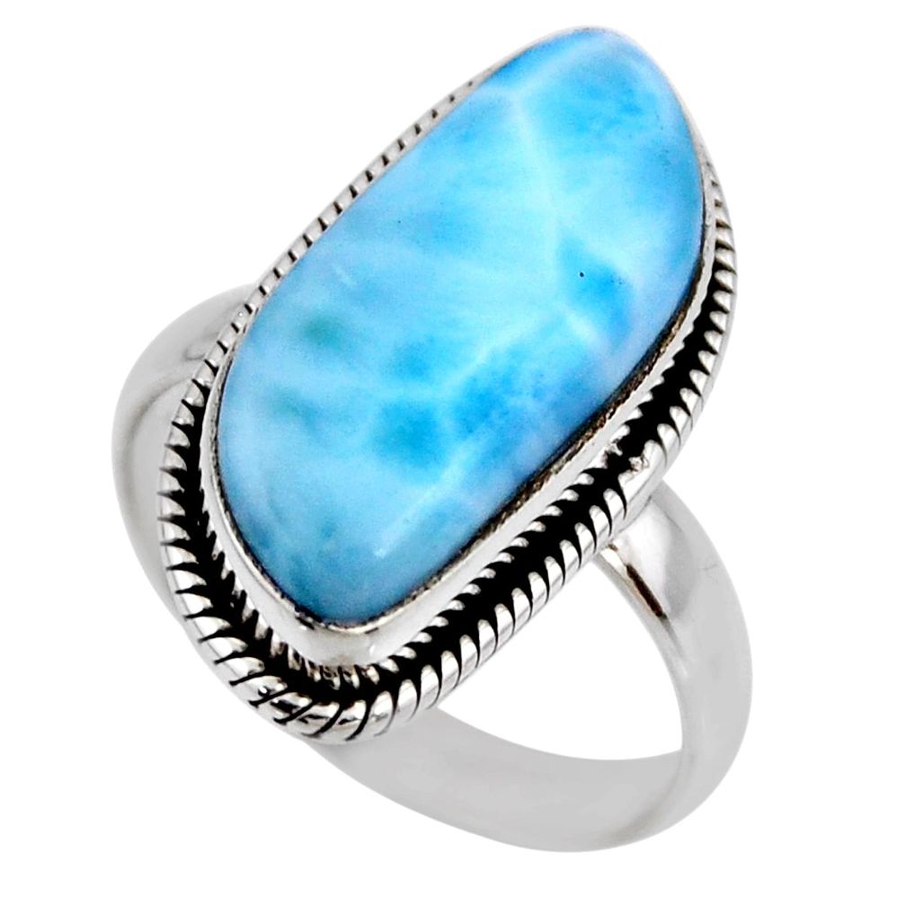 7.89cts natural blue larimar 925 silver solitaire ring jewelry size 8 r53835