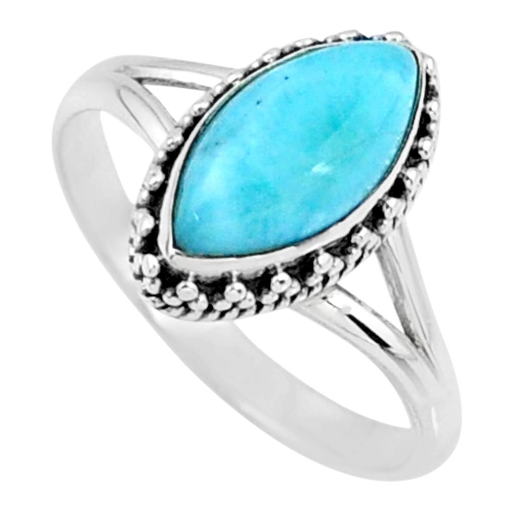 2.61cts natural blue larimar 925 silver solitaire ring jewelry size 8 r57472