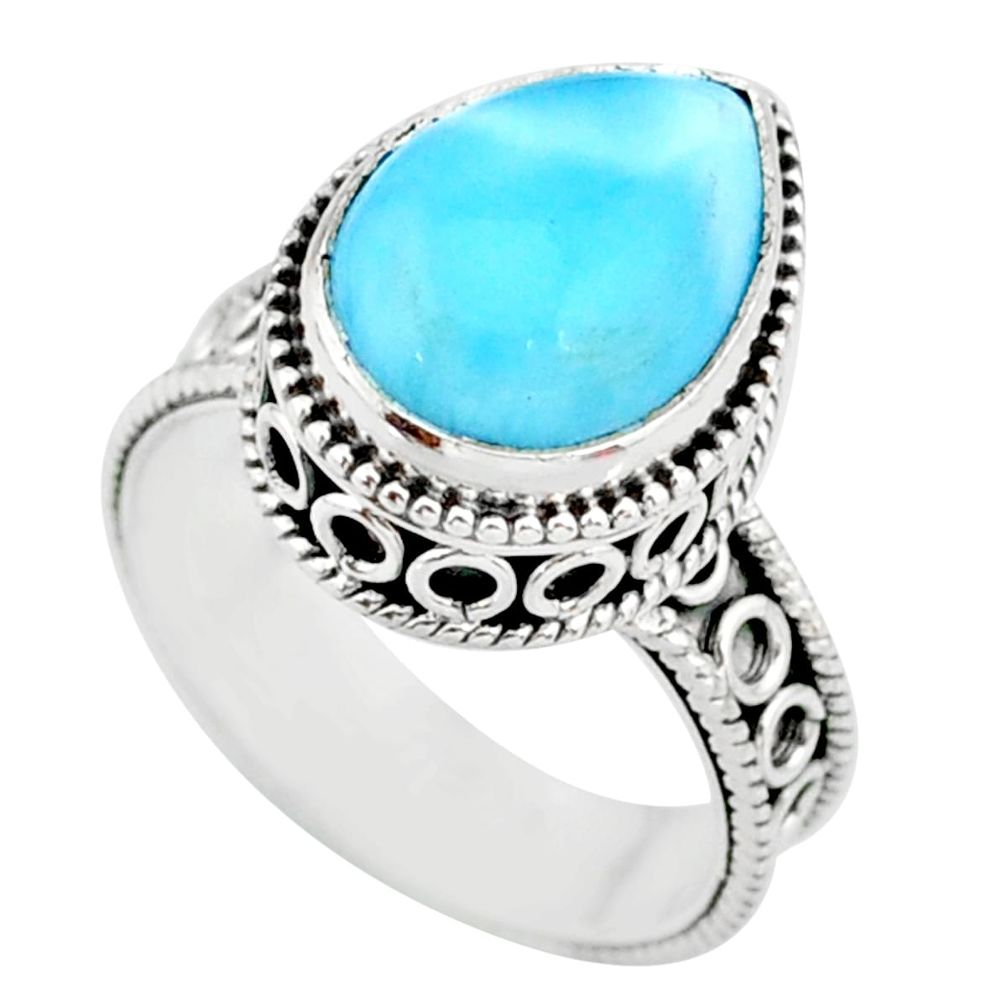 6.53cts natural blue larimar 925 silver solitaire ring jewelry size 8 r83772