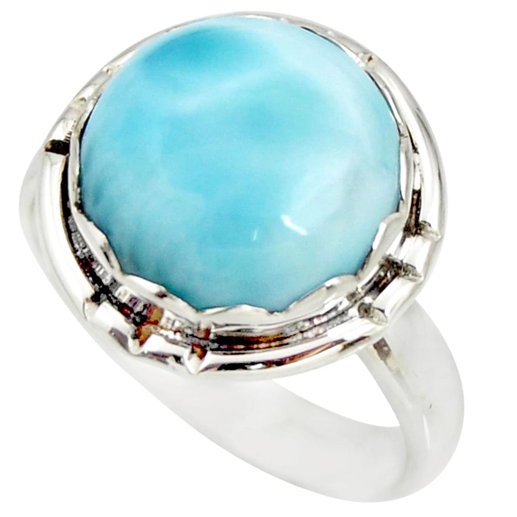 11.66cts natural blue larimar 925 silver solitaire ring jewelry size 9 r26213