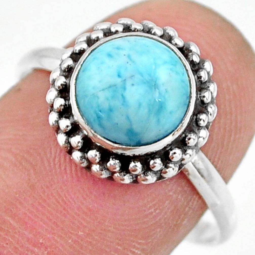 2.93cts natural blue larimar 925 silver solitaire ring jewelry size 9 r41394