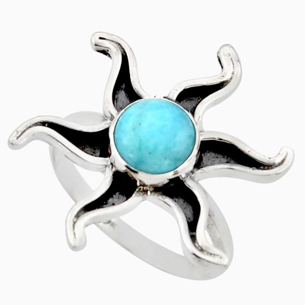 3.46cts natural blue larimar 925 silver solitaire ring jewelry size 9 r41462