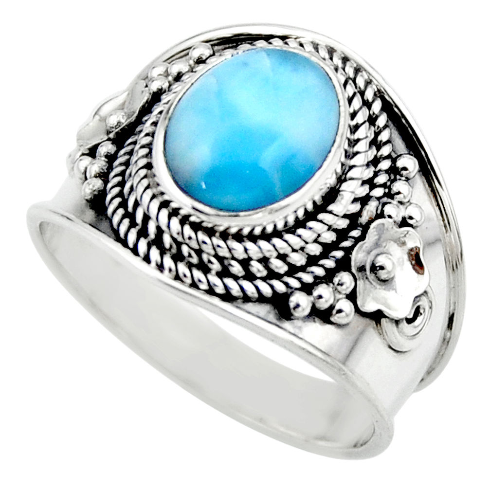 4.55cts natural blue larimar 925 silver solitaire ring jewelry size 9 r52190