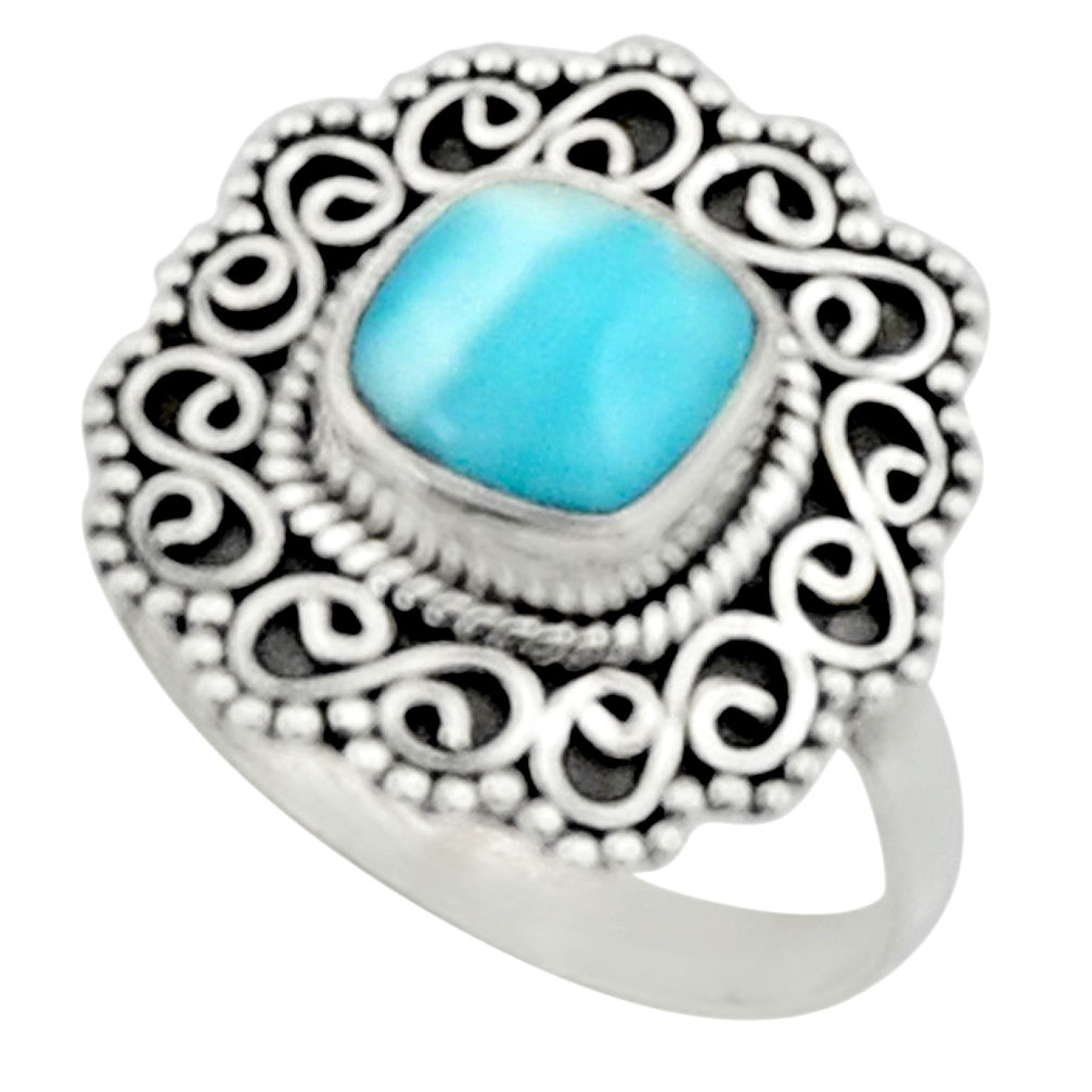 3.28cts natural blue larimar 925 silver solitaire ring jewelry size 9 r52438