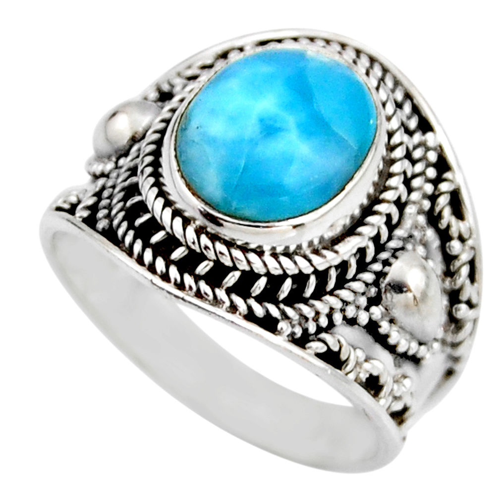 5.01cts natural blue larimar 925 silver solitaire ring jewelry size 9 r53650