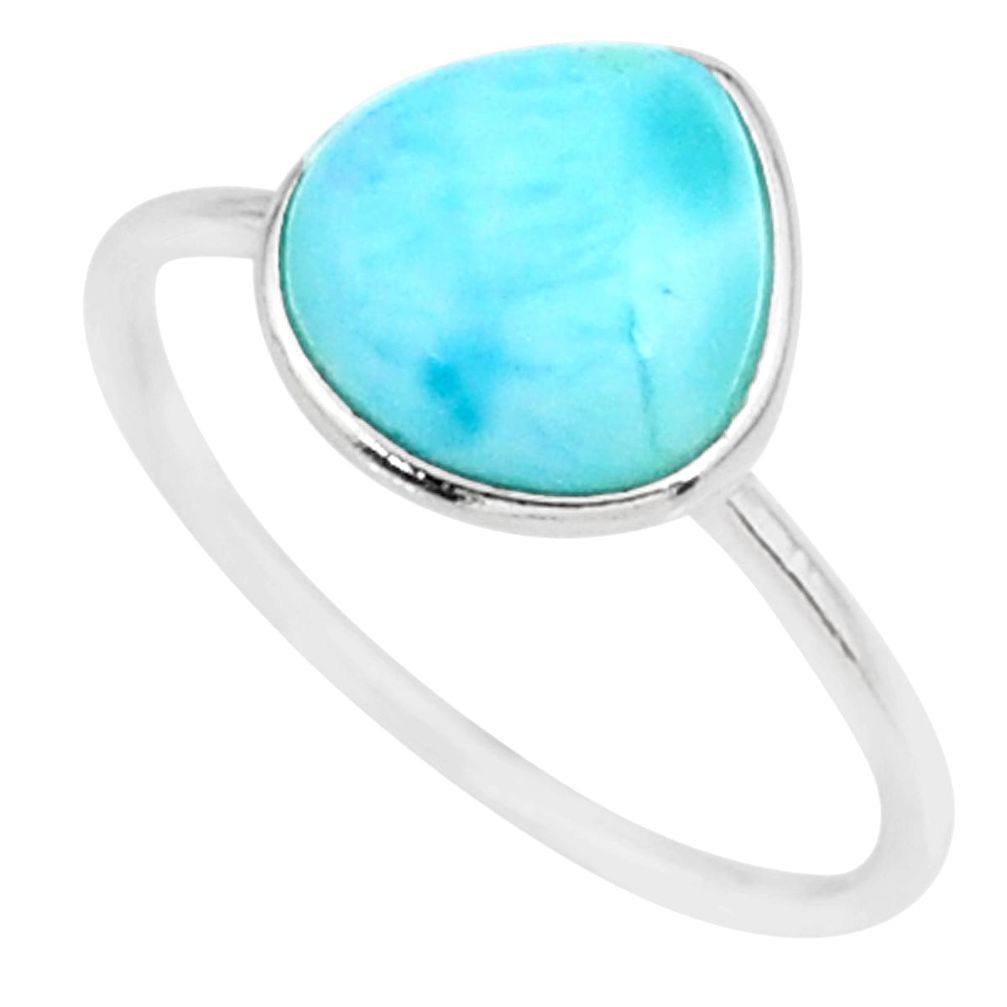 4.97cts natural blue larimar 925 silver solitaire handmade ring size 9 r81661