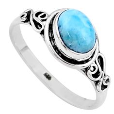 2.30cts natural blue larimar 925 silver solitaire handmade ring size 9 t15883