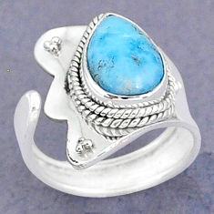 4.02cts natural blue larimar 925 sterling silver adjustable ring size 6 t8671