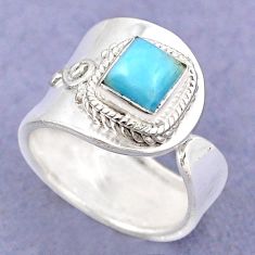 1.21cts natural blue larimar 925 sterling silver adjustable ring size 6.5 t88231