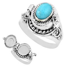 1.48cts natural blue larimar 925 sterling silver poison box ring size 6.5 y44679