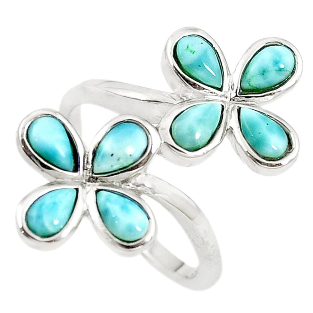 Natural blue larimar 925 sterling silver ring jewelry size 7.5 a68633 c15043