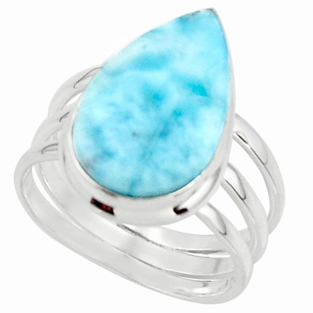 8.69cts natural blue larimar 925 sterling silver ring jewelry size 7.5 r43646