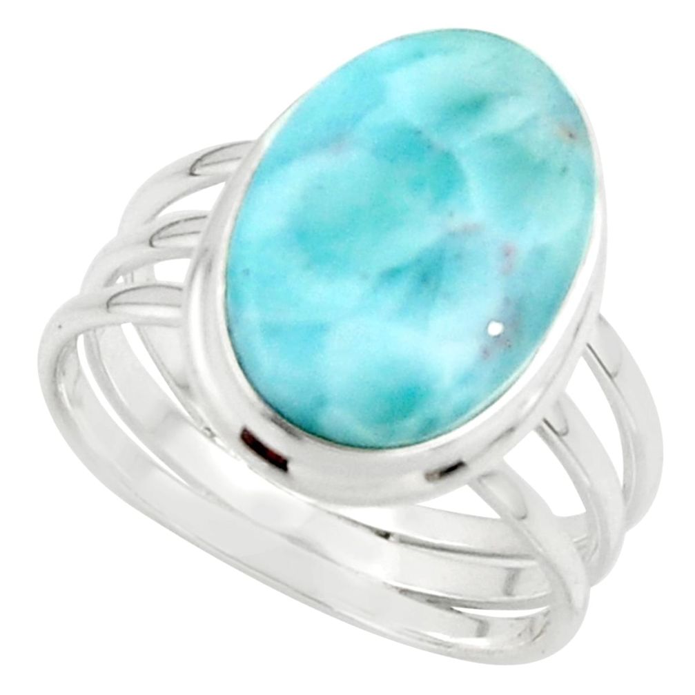 10.34cts natural blue larimar 925 sterling silver ring jewelry size 10 r43623