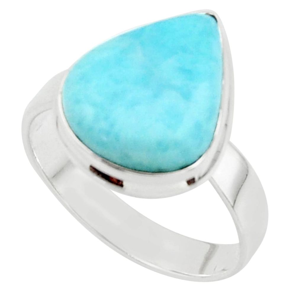 9.61cts natural blue larimar 925 sterling silver ring jewelry size 10 r43630