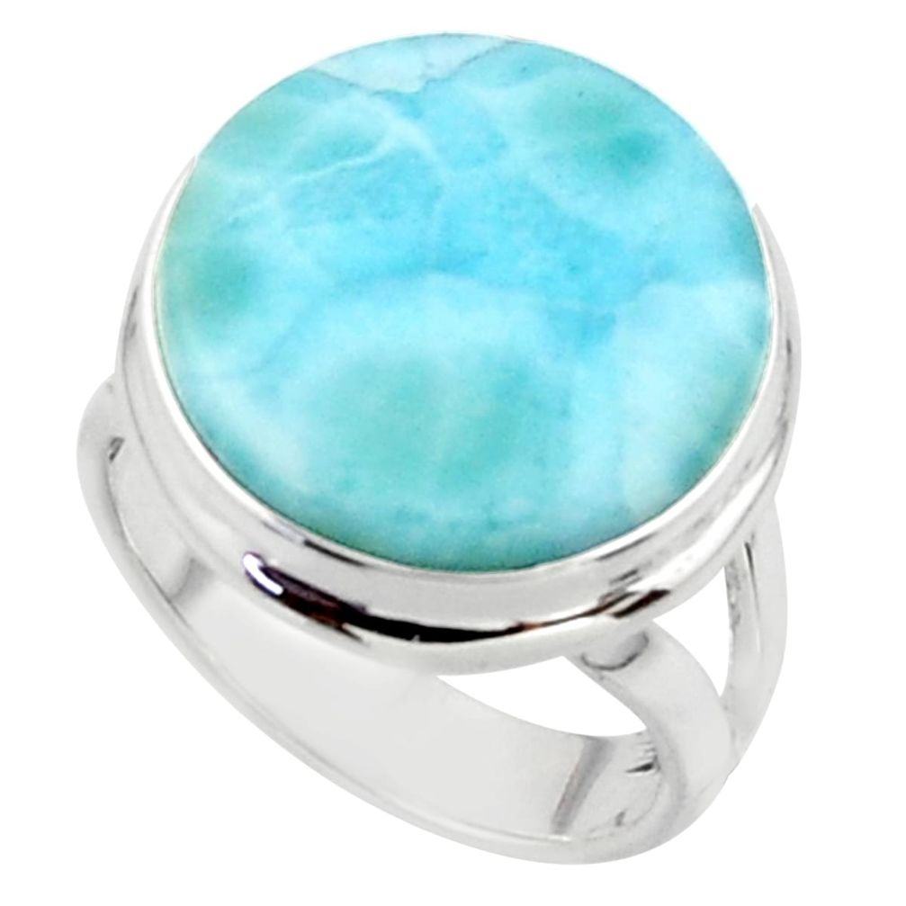 11.35cts natural blue larimar 925 sterling silver ring jewelry size 5 r43622