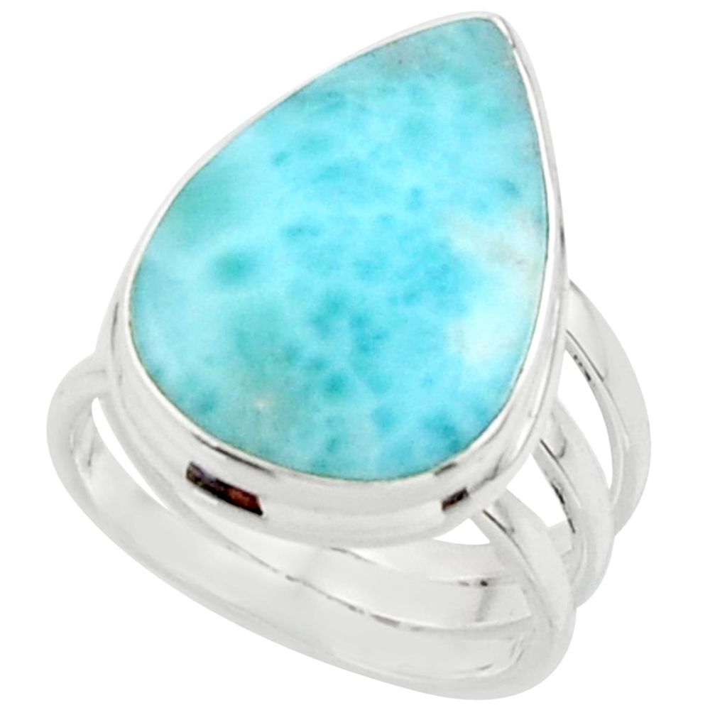 10.37cts natural blue larimar 925 sterling silver ring jewelry size 5 r43624