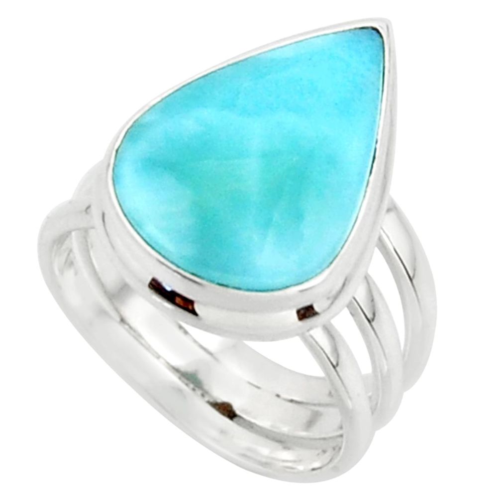 8.11cts natural blue larimar 925 sterling silver ring jewelry size 5 r43655