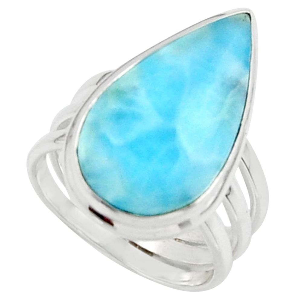 8.35cts natural blue larimar 925 sterling silver ring jewelry size 5 r43660